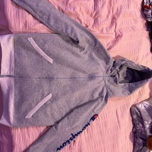 light gray champion jacket with hood